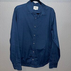 PACT Earth's Favorite Clothing Organic Cotton Navy Long Sleeve Button Down Shirt